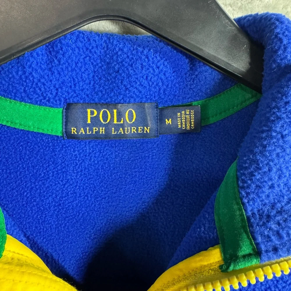 Polo Ralph Lauren Quarter Zip Blue Yellow Trim‎ Mens Medium Talon Golf Utility